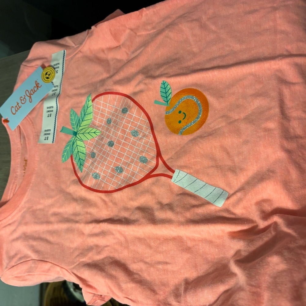 Cat & Jack Coral Tennis Graphic Tee